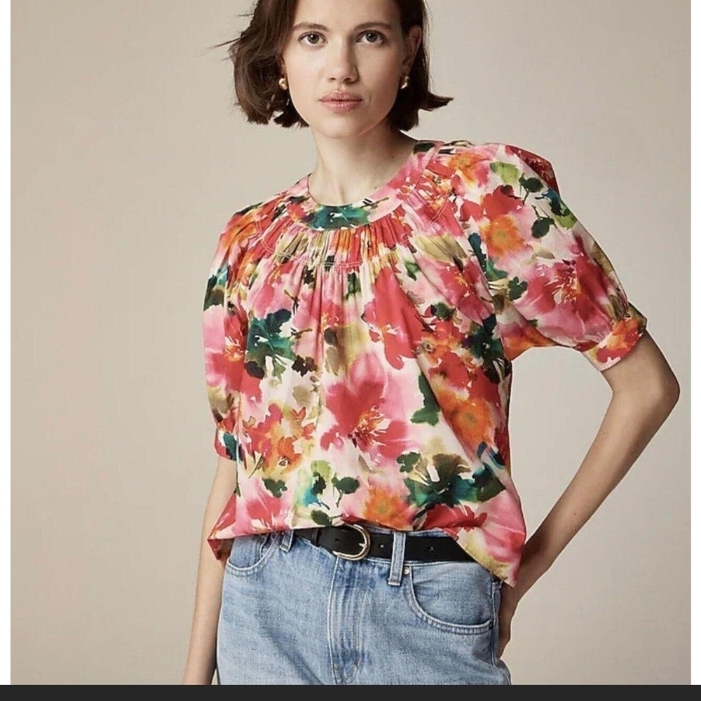 J. Crew Multicolor Floral Blouse